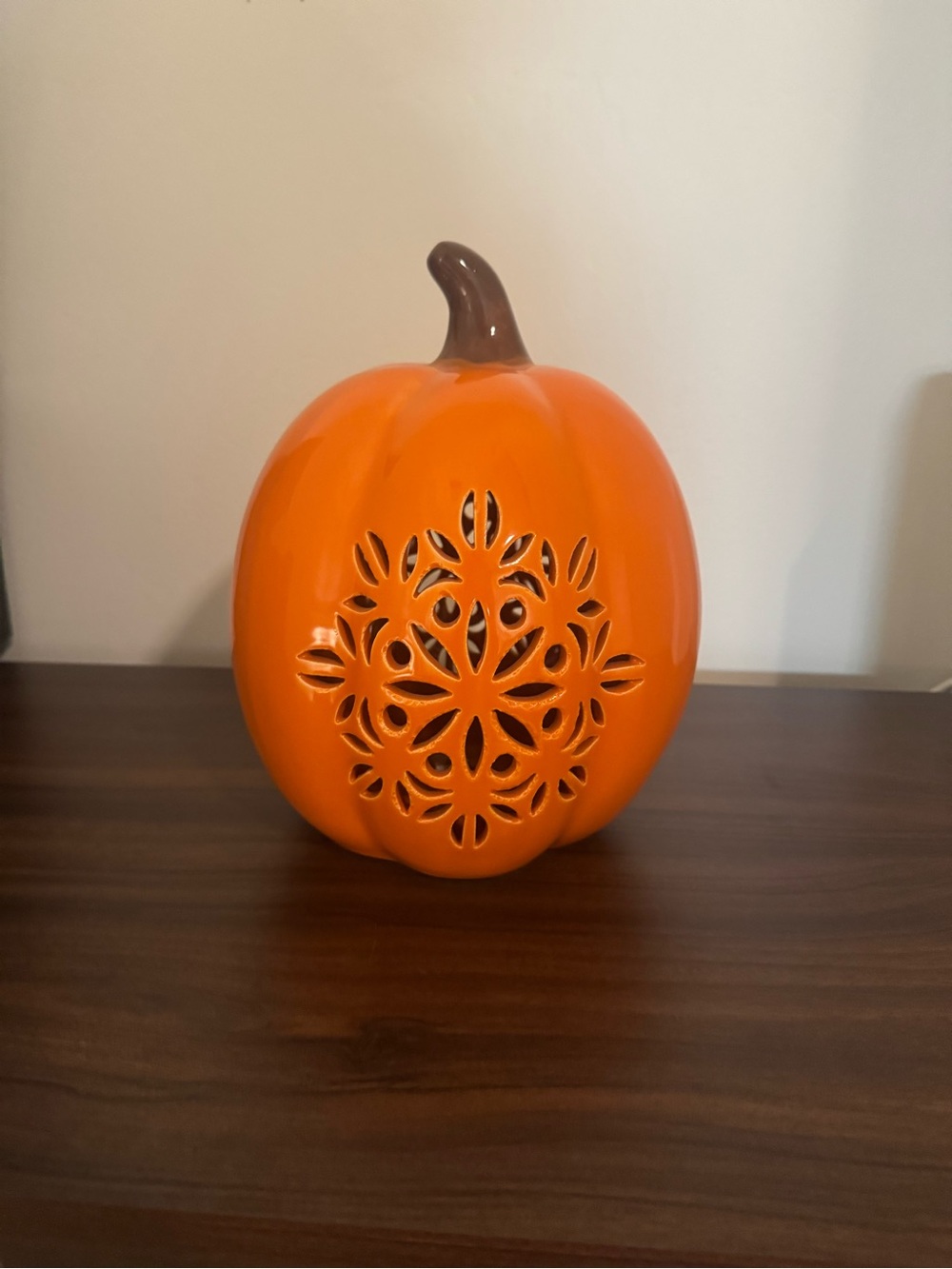Ceramic Decorative Pumpkin Lantern - Orange